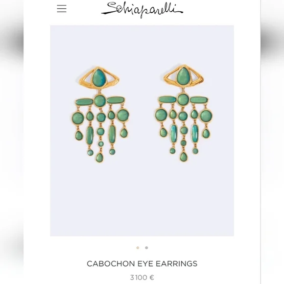 🌹Schiaparelli Green Cabushon eye earrings - Picture 12 of 13